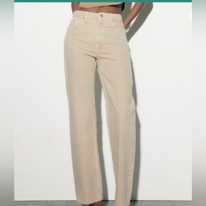 Zara Straight-Leg Jeans in Beige